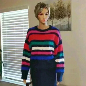 Nwt: a new day  Stripe Fuzzy Hairy Sweatshirt Size: S